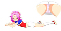 Rule 34 | 1girl, blush, digimon, female focus, panties, pink hair, skirt, solo, star (symbol), tachikawa mimi, underwear