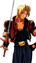 Rule 34 | 1990s (style), game, jacket, kayin amoh, kotobuki tsukasa, male focus, official art, sword, takara, toushinden, weapon