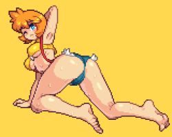 Rule 34 | armpits, ass, blue eyes, blush, breasts, creatures (company), game freak, huge ass, huge breasts, large breasts, legs, lowres, misty (pokemon), nintendo, orange hair, pokemon, pokemon (anime), pokemon (classic anime), pokemon hgss, red hair, shirt, short shorts, shorts, tank top, thick thighs, thighs, wet, yellow shirt, yellow tank top, yumurama