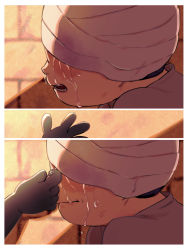 Rule 34 | 1boy, bandaged head, bandages, blush, bojji, child, crying, from side, highres, kage (ousama ranking), kigu (n upooo), male focus, ousama ranking, portrait, scene reference, sequential, short hair, solo focus, tears, wiping tears