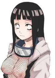 Rule 34 | 1girl, artist request, breasts, cleavage, fishnet top, fishnets, hyuuga hinata, large breasts, lowres, naruto (series), naruto shippuuden, nipples, solo