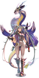Rule 34 | 1girl, absurdres, aqua eyes, aqua hair, black gloves, blue hair, creatures (company), double bun, dragon miku (project voltage), fake horns, game freak, gloves, hair bun, hatsune miku, highres, holding, holding weapon, horns, long hair, looking at viewer, miraidon, momdy (talesshinja), multicolored hair, nintendo, open mouth, pants, pokemon, pokemon (creature), project voltage, shirt, sword, twintails, very long hair, vocaloid, weapon