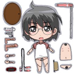 Rule 34 | 1girl, dildo, doll joints, egg vibrator, glasses, handheld game console, joints, lowres, no pants, oekaki, playstation portable, raglan sleeves, sex toy, solo, vibrator