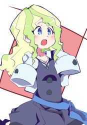 Rule 34 | 1girl, age regression, aged down, blue eyes, blush, diana cavendish, flat chest, highres, hys-d, light green hair, little witch academia, long hair, long sleeves, luna nova school uniform, multicolored hair, open mouth, oversized clothes, school uniform, sleeves past fingers, sleeves past wrists, solo, two-tone hair