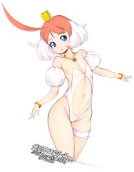 Rule 34 | 1girl, ahiru (princess tutu), ahoge, bad id, bad twitter id, ballerina, bare shoulders, blue eyes, bracelet, clothing cutout, collarbone, crown, detached sleeves, eyebrows, eyelashes, flat chest, groin, highres, huge ahoge, jewelry, legs together, leotard, looking at viewer, mini crown, multicolored hair, narrow waist, navel, navel cutout, necklace, parted lips, princess tutu, princess tutu (character), puffy short sleeves, puffy sleeves, short hair, short sleeves, simple background, skindentation, slugbox, solo, standing, stomach, strapless, strapless leotard, thigh gap, thigh strap, two-tone hair, white background