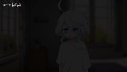 Rule 34 | 1boy, 1girl, aether (genshin impact), ahoge, animated, arms at sides, artist request, audible music, bags under eyes, bed, bedroom, bilibili logo, bleep censor, blinking, blonde hair, blue eyes, blue hair, blurry, blurry background, blush, braid, chinese text, closed mouth, completely nude, covering breasts, covering privates, door, embarrassed, furina (genshin impact), genshin impact, hands up, heterochromia, highres, indoors, interior, looking at another, looking at viewer, motion blur, mou menwei, mouth noise, multicolored hair, music, nude, off-shoulder shirt, off shoulder, parted lips, screaming, shirt, short hair, short hair with long locks, showering, single off shoulder, smile, sound, streaked hair, subtitled, t-shirt, translation request, upper body, video, walk-in, walking, water, white shirt, window, yellow eyes