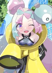 Rule 34 | absurdres, breasts, creatures (company), game freak, highres, iono (pokemon), multicolored hair, nintendo, octpus, pokemon, pokemon sv, small breasts, two-tone hair