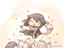 Rule 34 | 10s, 4girls, ^ ^, ahoge, black hair, blush stickers, brown hair, chibi, confetti, detached sleeves, closed eyes, glasses, hairband, happy tears, haruna (kancolle), hiei (kancolle), inishie, japanese clothes, kantai collection, kirishima (kancolle), kongou (kancolle), multiple girls, nontraditional miko, open mouth, tears, thighhighs, wide sleeves