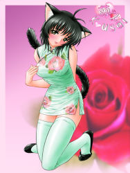 Rule 34 | animal ears, blush, china dress, chinese clothes, dress, smile, tail