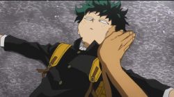 Rule 34 | 10s, 2boys, all might, animated, animated gif, backpack, bag, boku no hero academia, freckles, green hair, half-closed eyes, long sleeves, lying, messy hair, midoriya izuku, multiple boys, on back, on ground, outstretched arms, parted lips, petals, school uniform, short hair, slapping, unconscious, upper body, yagi toshinori