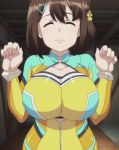 Rule 34 | 10s, 1girl, absurdres, animated, anime screenshot, bouncing breasts, breasts, brown hair, closed eyes, highres, indoors, interior, kandagawa jet girls, large breasts, namiki rin, screencap, short hair, solo, stitched, third-party edit, video