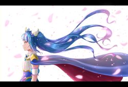 Rule 34 | 1girl, blue cape, blue dress, blue eyes, blue hair, brooch, cape, closed mouth, commentary, cure sky, cut bangs, detached sleeves, dress, from side, hirogaru sky! precure, jewelry, letterboxed, long hair, looking to the side, magical girl, multicolored hair, petals, pink hair, precure, puffy detached sleeves, puffy sleeves, red cape, smile, solo, sora harewataru, streaked hair, twintails, two-sided cape, two-sided fabric, two-tone dress, white dress, wing brooch, wing hair ornament, wings, yaki tofu