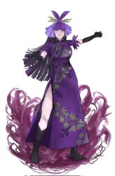 Rule 34 | 1girl, black hair, dress, evil smile, highres, purple dress, purple eyes, purple hair, runalanx, smile, touhou, unfinished dream of all living ghost, yomotsu hisami
