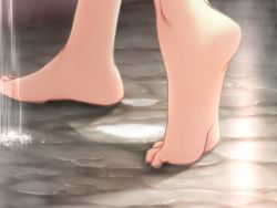 Rule 34 | 1girl, artist request, barefoot, feet, shoes, soles, solo, toes, walking, water