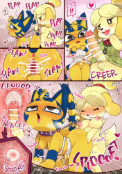 Rule 34 | 2girls, :o, ahegao, all fours, animal crossing, animal ears, ankha (animal crossing), anus, ass, ass grab, bandages, bano akira, bar censor, blush, breasts, brown eyes, censored, chain, chain necklace, closed eyes, collar, colored skin, cross-section, cum, cum in pussy, doggystyle, ejaculation, english text, erection, furry, furry female, furry with furry, futa with futa, futanari, grabbing, grabbing another&#039;s ass, grabbing from behind, heart, impregnation, isabelle (animal crossing), jewelry, large penis, looking at viewer, medium breasts, multiple girls, necklace, nintendo, open mouth, penis, penis size difference, ponytail, pussy, rolling eyes, sex, sex from behind, small penis, speech bubble, tail, testicles, tongue, tongue out, vaginal, veins, veiny penis, x-ray, yellow skin