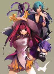 Rule 34 | fantasy, kawasumi (japonica), original, purple eyes, purple hair, red eyes, red hair, skull