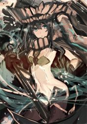 Rule 34 | 10s, 1girl, abyssal ship, bad id, bad pixiv id, blue eyes, bodysuit, breasts, cape, gloves, glowing, glowing eyes, hat, kantai collection, long hair, looking at viewer, monster, okia, open mouth, pale skin, personification, solo, wo-class aircraft carrier