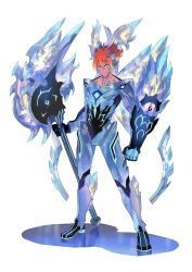 Rule 34 | 1boy, armor, full body, iwamoto minoru, looking at viewer, male focus, nintendo, official art, red hair, short hair, simple background, smile, solo, spiked hair, weapon, white background, xenoblade chronicles (series), xenoblade chronicles 2, xenoblade chronicles (series), xenoblade chronicles 2
