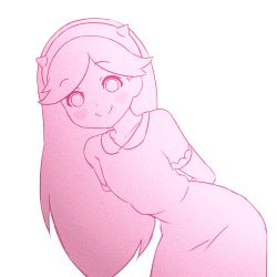 Rule 34 | 1girl, animated, animated gif, arms behind back, bent over, crying, dress, fake horns, false smile, hairband, heart cheeks, horned headwear, horns, long hair, lowres, mike inel, monochrome, motion blur, pink theme, smile, solo, star butterfly, star vs the forces of evil, streaming tears, tears, white background