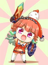 Rule 34 | 1girl, animal, animal on head, animated, beret, bird, bird on head, chibi, chicken, chicken leg, earrings, feather earrings, feathers, food, gradient hair, green hair, hat, highres, holding, holding food, holding shield, holding sword, holding weapon, hololive, hololive english, jewelry, leaning to the side, looping animation, multicolored hair, navel, nintendo, on head, orange hair, orange hat, parody, purple eyes, shield, shiroimaru, solo, sword, takanashi kiara, the legend of zelda, the legend of zelda: skyward sword, thighhighs, v-shaped eyebrows, video, virtual youtuber, weapon