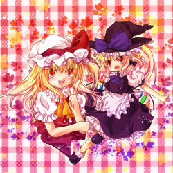 Rule 34 | 2girls, anna (small night), blonde hair, child, cosplay, costume switch, female focus, flandre scarlet, flandre scarlet (cosplay), hane (x20285), hat, kirisame marisa, kirisame marisa (cosplay), long hair, mob cap, multiple girls, ribbon, touhou, wings