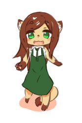 Rule 34 | 1girl, brown hair, copyright request, furry, green eyes, long hair, ohakotome, open mouth, weasel
