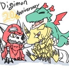 Rule 34 | claws, digimon, dracomon, dragon, hackmon (digimon), hood, looking at another, scar, wings, zubamon