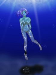 Rule 34 | 1girl, asphyxiation, blush, bubble, death, drowning, female focus, nude, original, peril, pink hair, solo, underwater