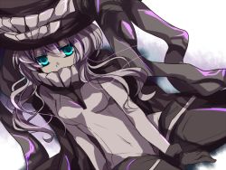 Rule 34 | 10s, 1girl, abyssal ship, bad id, bad pixiv id, blue eyes, bodysuit, cape, gloves, kantai collection, long hair, monster, pale skin, sakura (lilak a), silver hair, sitting, solo, wo-class aircraft carrier