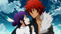 Rule 34 | anime screenshot, aquarion (series), aquarion evol, green eyes, kagura demuri, mikono suzushiro, non-web source, red hair, yellow eyes