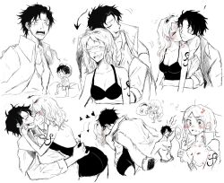 Rule 34 | 1boy, 1girl, aftersex, aged up, anger vein, arm tattoo, couple, facial hair, hickey, hug, humor, kiss, kissing cheek, monkey d. luffy, nami (one piece), ngoc nhu, one piece, scar, scar on face, stubble, tattoo, zeus (one piece)
