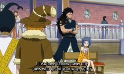 Rule 34 | 1girl, 5boys, animated, animated gif, artist request, bench, black hair, blonde hair, blue hair, breasts, carrying, closed mouth, coat, crossed arms, depressed, dress, droy (fairy tail), english text, facing another, fairy tail, gajeel redfox, gloom (expression), hairband, hat, height difference, jet (fairy tail), levy mcgarden, lifting person, long hair, looking at another, looking down, lowres, multiple boys, muscular, pants, sandals, short dress, short hair, sitting, sleeveless, spiked hair, standing, subtitled, talking