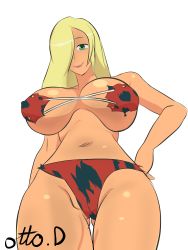 Rule 34 | absurdres, bikini, breasts, conker&#039;s bad fur day, covering privates, covering breasts, hand on own hip, highres, large breasts, narrow waist, ottodelatto, red bikini, self-upload, simple background, solo, swimsuit, thick thighs, thighs, white background