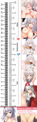 Rule 34 | absurdres, blush, breasts, highres, implied sex, kantai collection, kashima (kancolle), large breasts, measuring, nipples, one eye closed, penis measuring, pubic hair, pussy, ruler, silver hair, uncensored
