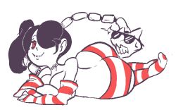 Rule 34 | ass, breasts, butt crack, cleavage, glasses, inkerton-kun, skullgirls, squigly (skullgirls), striped, sunglasses, thighhighs