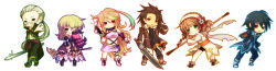 Rule 34 | &gt; &lt;, 3boys, 3girls, ahoge, alvin (tales), ascot, bad id, bad pixiv id, bike shorts, black eyes, blonde hair, boots, bow, braid, brown eyes, brown hair, chibi, clenched hand, clenched hands, closed eyes, coat, creature, dress, dual wielding, dyed ahoge, elize lutus, frills, full body, gloves, green eyes, green hair, gun, hair ribbon, hairband, highres, holding, jude mathis, knee boots, leia rolando, long hair, long image, melka (elyss-abyss), milla maxwell, multicolored hair, multiple boys, multiple girls, one eye closed, outstretched hand, pants, ponytail, purple footwear, red eyes, ribbon, rod, rowen j. ilbert, shoes, short hair, skirt, smile, sword, tales of (series), tales of xillia, teepo (tales), two-tone hair, wand, weapon, white hair, wide image, wink