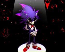 Rule 34 | audience, black sclera, blood, blood on hands, bloody tears, colored sclera, crying, crying with eyes open, crystal, gloves, highres, multiple eyes, open mouth, red eyes, scar, scar on chest, shadow, sharp teeth, shefki, smile, sonic.exe, sonic (series), sonic the hedgehog, tears, teeth, white gloves, x, xenophanes (sonic.exe)