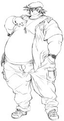Rule 34 | 1boy, cat, contemporary, fat, jewelry, lineart, male focus, necklace, obese, smile, solo, tanuma yuuichirou