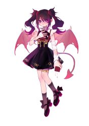 Rule 34 | 1girl, ame-chan (needy girl overdose), bandaged arm, bandages, bandaid, bandaid on arm, bandaid on leg, black eyes, black footwear, black hair, black nails, black ribbon, black skirt, collar, collared shirt, commentary, demon tail, demon wings, full body, grey socks, hair ornament, hair tie, hand up, heart, heart-shaped pupils, highres, holding, holding phone, long hair, looking at viewer, mary janes, multicolored nails, nail polish, neck ribbon, needy girl overdose, phone, pout, red nails, red shirt, ribbon, scar, self-harm scar, shirt, shirt tucked in, shoes, simple background, skirt, socks, solo, suspender skirt, suspenders, symbol-only commentary, symbol-shaped pupils, tail, twintails, white background, white collar, wings, x hair ornament, yuzuyu225047