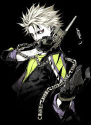 Rule 34 | 1boy, chain, dogs: bullets &amp; carnage, gloves, gradient background, gun, haine rammsteiner, male focus, miwa shirow, solo, weapon, white hair