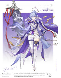 Rule 34 | 1girl, absurdres, alternate costume, alternate hairstyle, asymmetrical footwear, blue hair, boo 1, boots, closed mouth, english text, floating hair, full body, gloves, hair between eyes, half gloves, halo, hand up, head wings, high ponytail, highres, holding, holding sword, holding weapon, honkai: star rail, honkai (series), knee boots, long hair, long sleeves, looking at viewer, mismatched footwear, pants, purple footwear, robin (honkai: star rail), shirt, solo, standing, sword, thigh boots, weapon, white footwear, white gloves, white pants, white shirt, white wings, wings