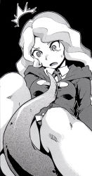 Rule 34 | 10s, 1girl, artist request, diana cavendish, highres, little witch academia, monochrome, open mouth, tentacles
