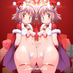 2girls chocolat_queen christmas looking_at_viewer marron_queen multiple_girls yu_3