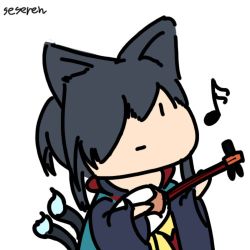Rule 34 | 1girl, animal ears, animated, animated gif, cat ears, cat tail, guitar, instrument, lowres, multiple tails, musical note, nekomata, seseren, tail
