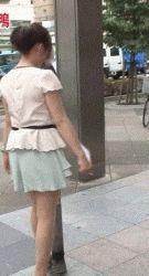 Rule 34 | 1girl, animated, animated gif, bicycle, cellphone, censored, high heels, identity censor, lowres, phone, photo (medium), road, skirt, smile, street, taking picture, walking, what