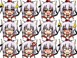 Rule 34 | 1girl, anger vein, angry, animal ears, bad id, bad pixiv id, blush, expressions, closed eyes, faceset, fang, female focus, hat, inubashiri momiji, kisaragi zwei, open mouth, red eyes, short hair, silver hair, smile, tokin hat, touhou, wolf ears
