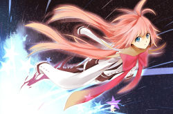 Rule 34 | 1girl, 38 (h-320), blue eyes, bow, female focus, long hair, meteor (vocaloid), pink hair, solo, space, star (symbol), twintails, very long hair, vocaloid