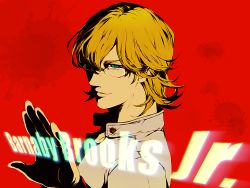 Rule 34 | 10s, 1boy, bad id, bad pixiv id, barnaby brooks jr., blonde hair, glasses, green eyes, high contrast, jacket, male focus, oui lion, red jacket, solo, tiger &amp; bunny