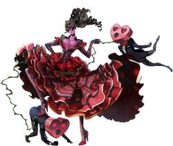 Rule 34 | 10s, 1girl, black hair, boots, breasts, carmen (persona 5), dress, flower, high heel boots, high heels, official art, persona, persona 5, plant, rose, thigh boots, thighhighs, vines