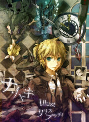 Rule 34 | 1boy, 1girl, alcohol, brother and sister, clock, cup, drinking glass, jigsaw puzzle, kagamine len, kagamine rin, lilithbloody, nazotoki (vocaloid), puzzle, siblings, twins, vocaloid, wine, wine glass